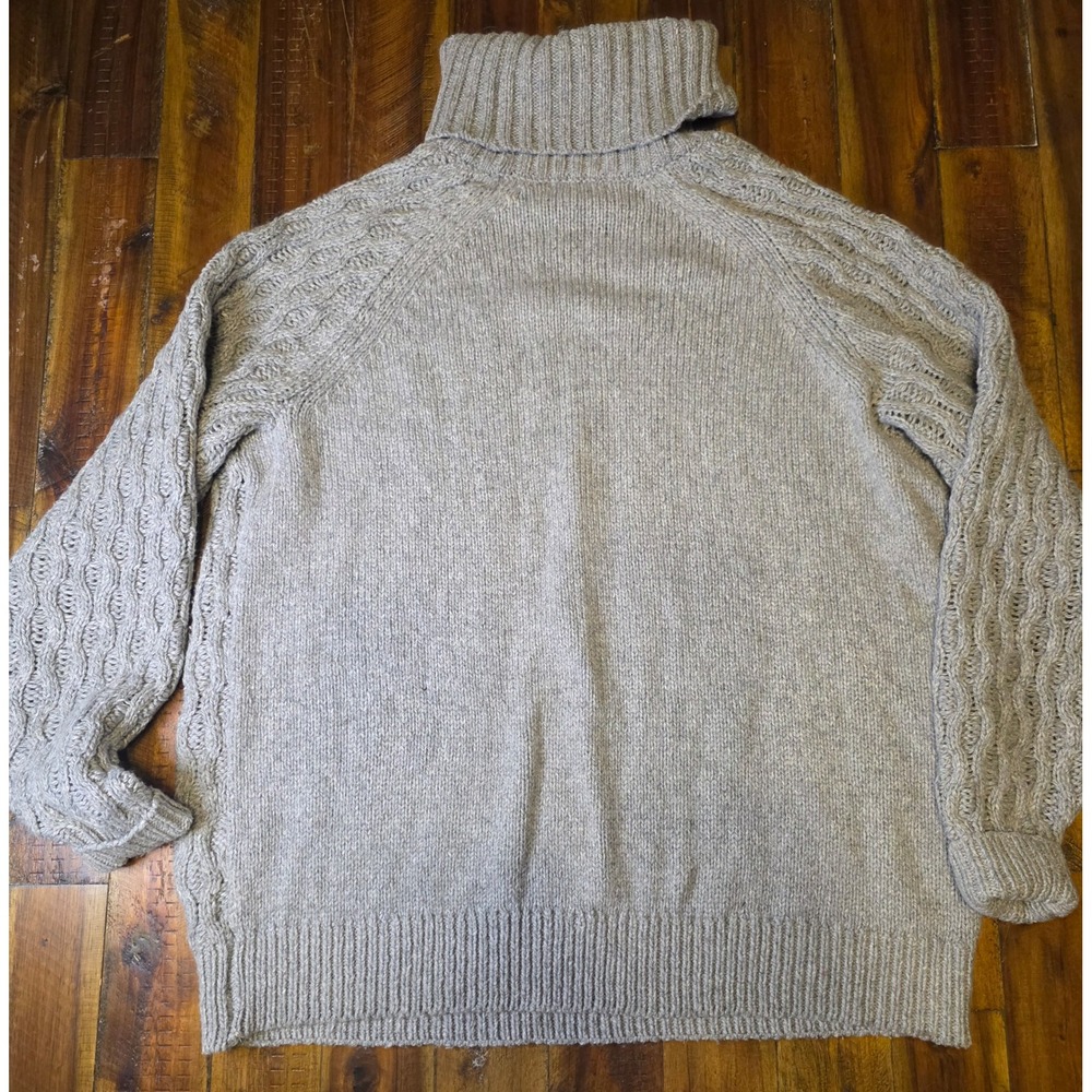 672 Falls Creek Womens Gray Cable Knit Turtleneck Sweater Size Lg Raglan Sleeve - Picture 3 of 4